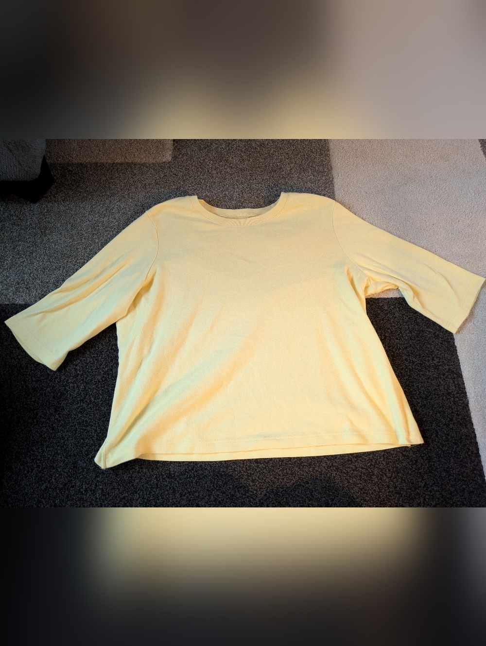 Yellow Crew Neck 3/4 Sleeve Top